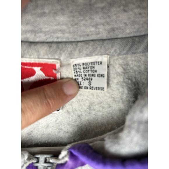 Vintage 80s 90s 1/2 Zip color block Polo sweatshirt Aqua Purple Small - Picture 9 of 10